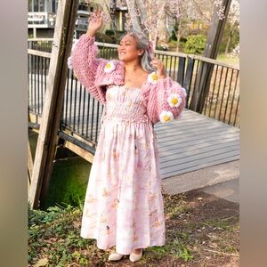 Farm Rio pink fish midi dress Medium euc